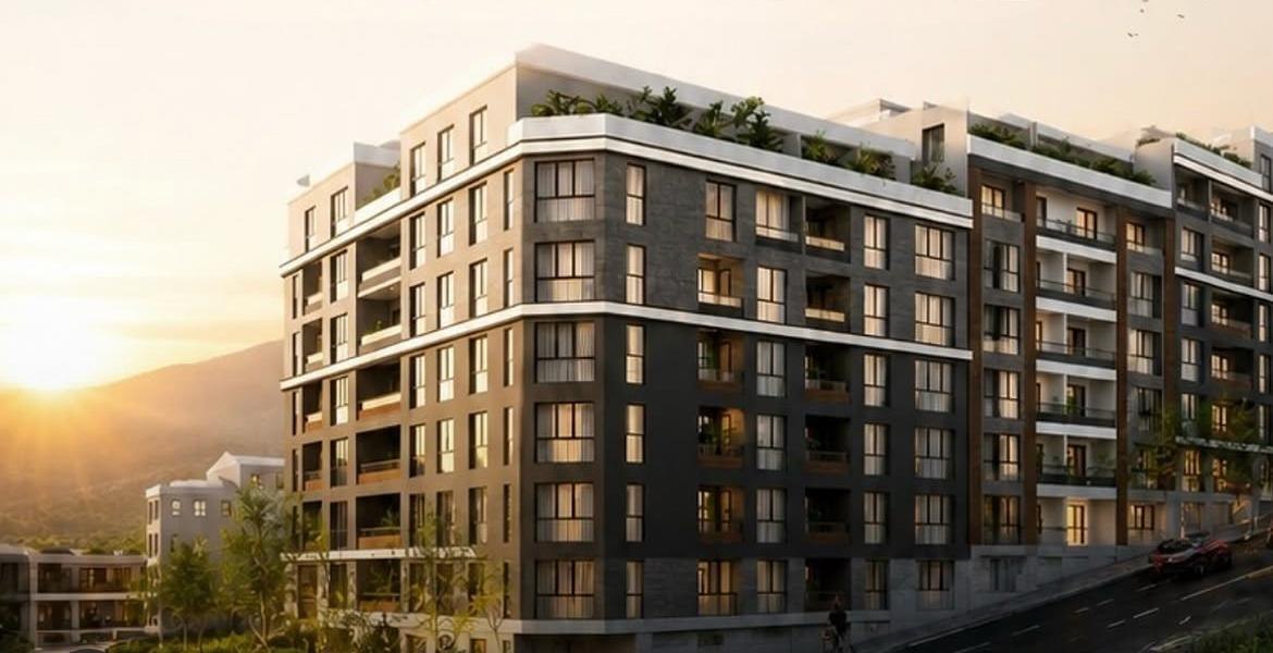 Vista Luxe projesinin gün batımında dış cephe görünümü